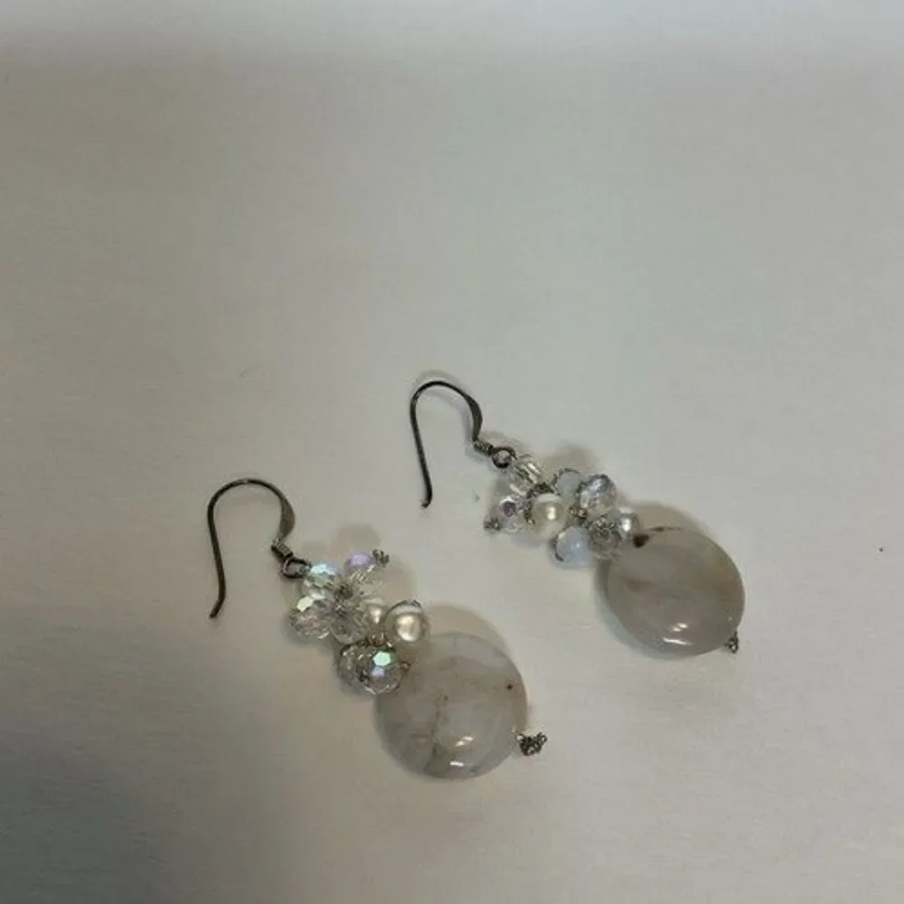 NWT Pannee Women Sterling Silver/White Pearl DropDangle‎ Earrings Taiwan 1.8